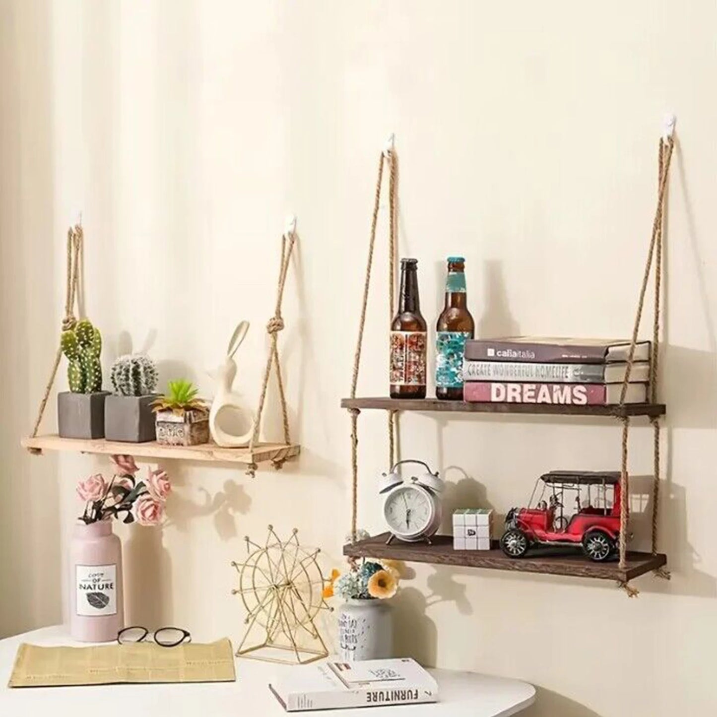 Wooden Hanging Floating Shelves