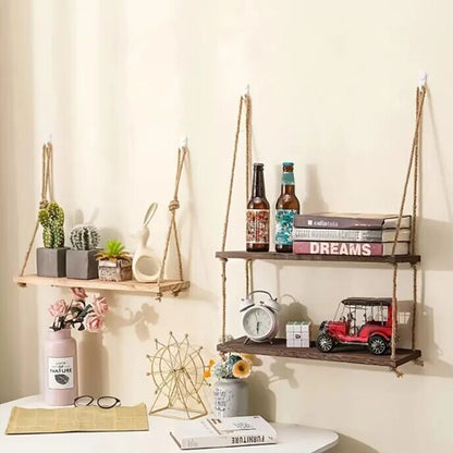Wooden Hanging Floating Shelves