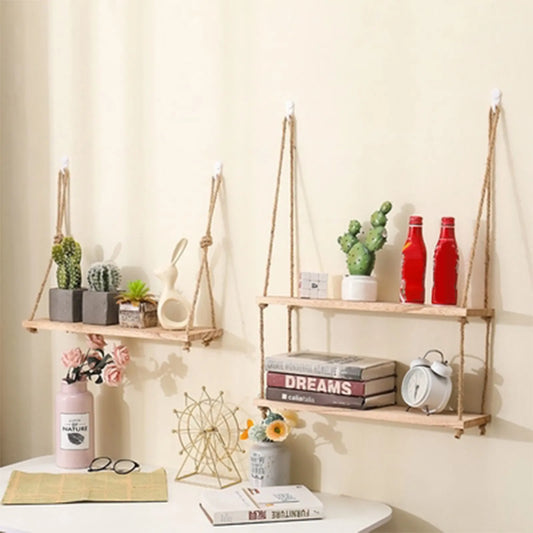 Wooden Hanging Floating Shelves